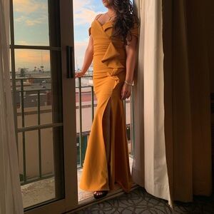 Yellow Asymmetrical Ruched Sheath Dress